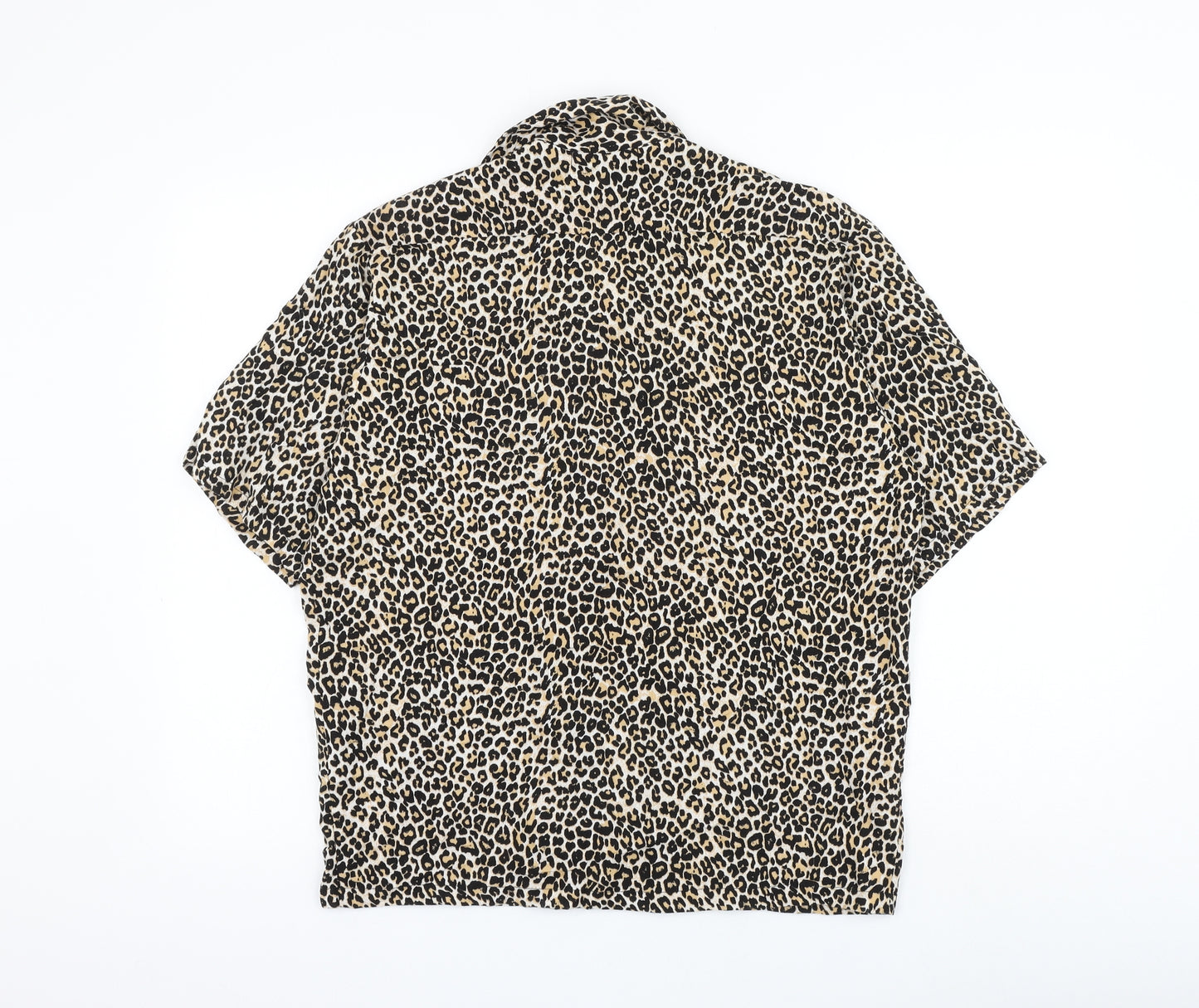 Motel Womens Beige Animal Print Viscose Basic Button-Up Size S Collared - Leopard Print