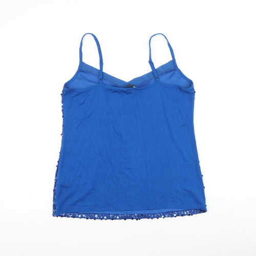 Marks and Spencer Womens Blue Viscose Basic Tank Size 12 V-Neck