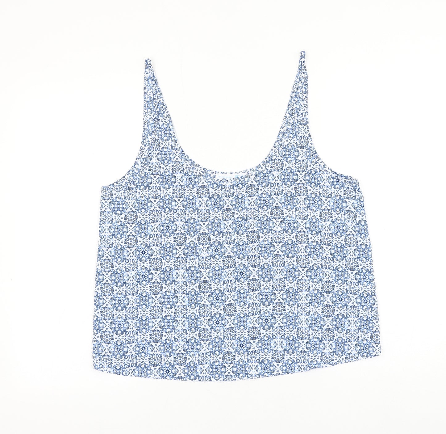 Primark Womens Blue Geometric Polyester Camisole Tank Size 14 V-Neck
