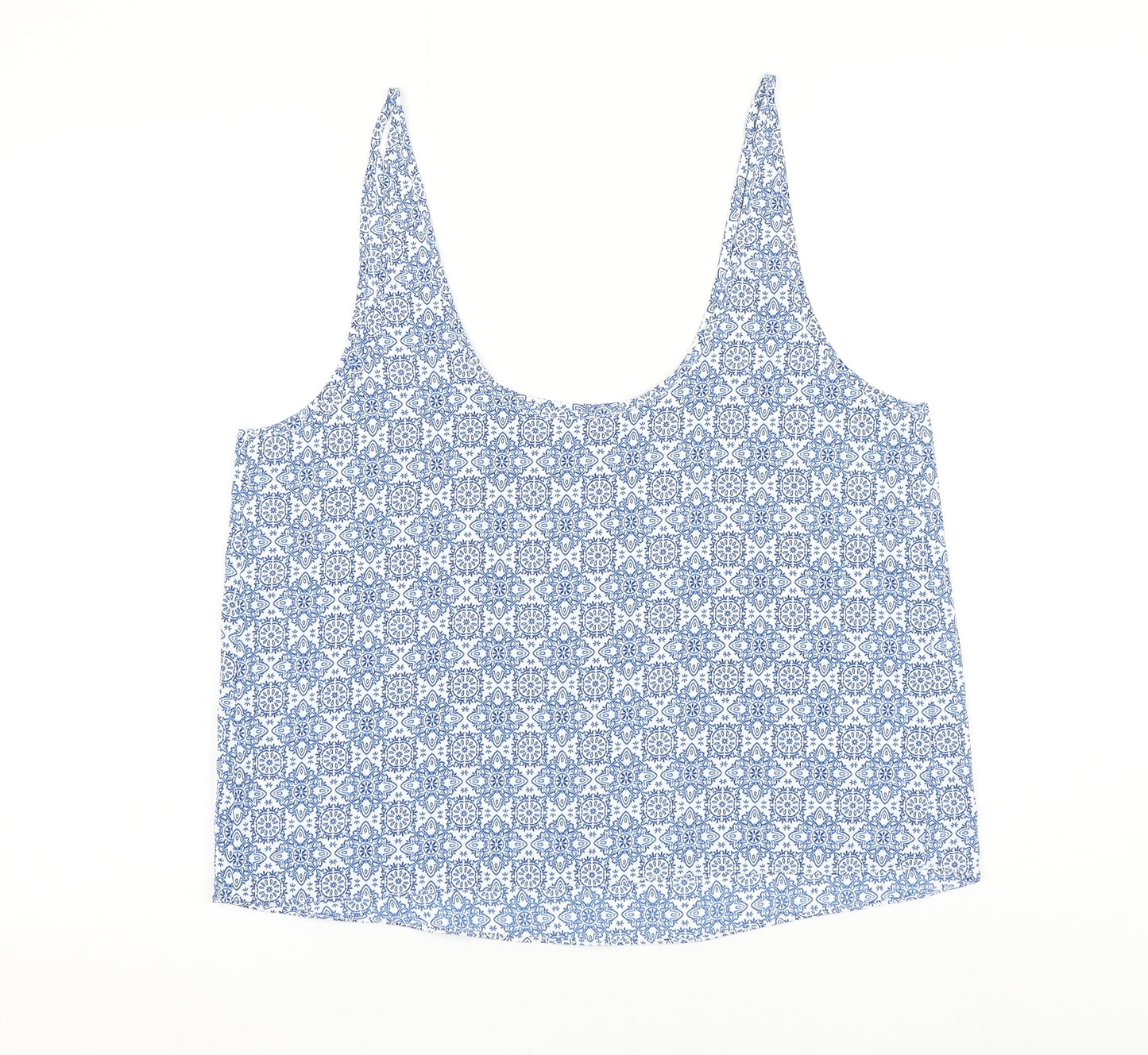 Primark Womens Blue Geometric Polyester Camisole Tank Size 14 V-Neck