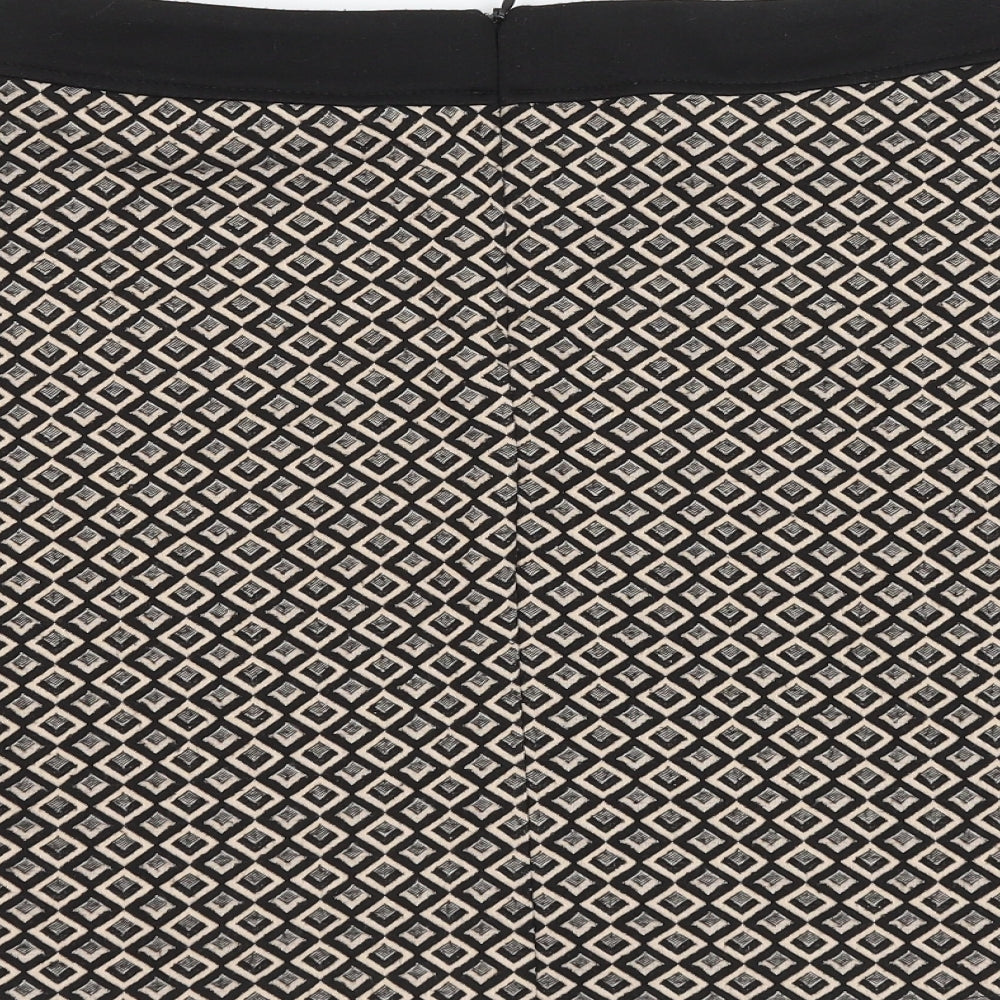 Dorothy Perkins Womens Beige Geometric Polyester A-Line Skirt Size 12 Zip