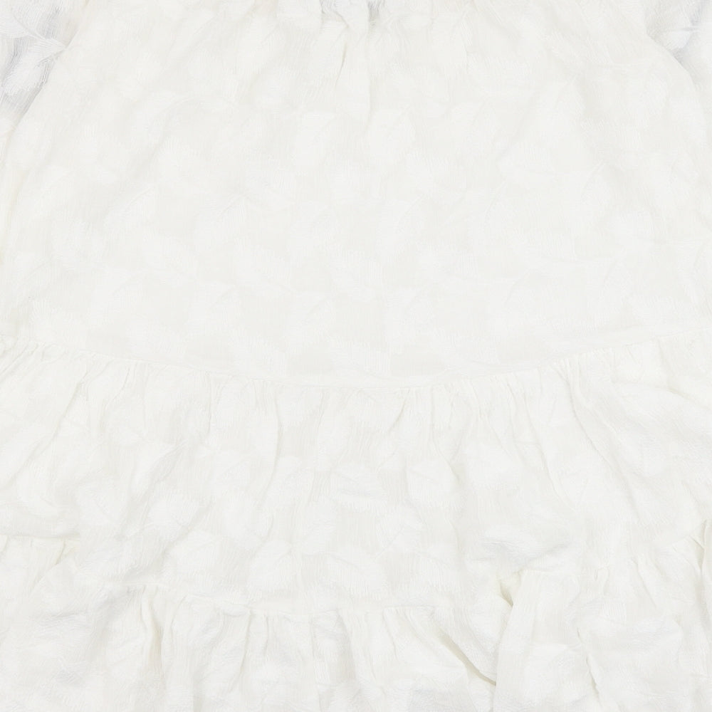 Missguided Womens White Polyester Trapeze & Swing Size 10 Boat Neck Pullover