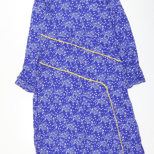 ghos`t Womens Blue Floral Viscose Shift Size S Round Neck Pullover