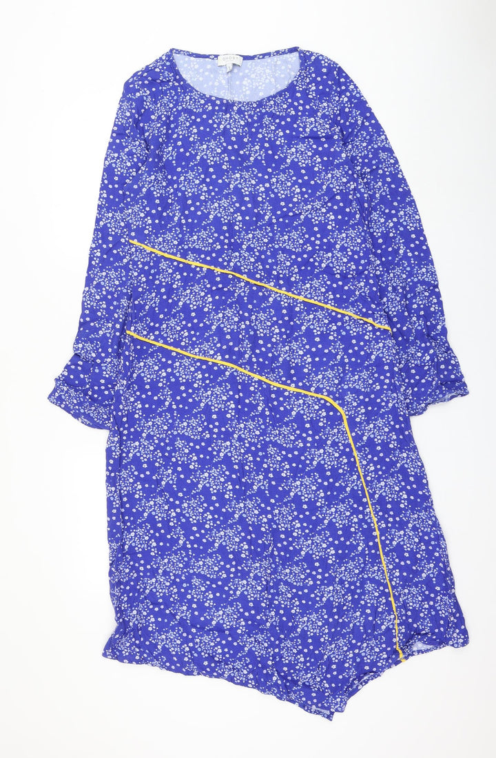 ghos`t Womens Blue Floral Viscose Shift Size S Round Neck Pullover