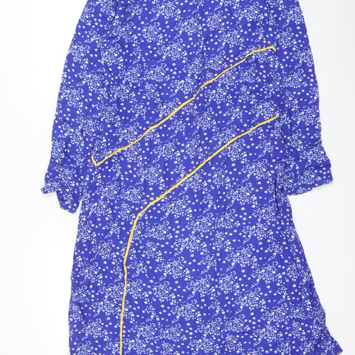 ghos`t Womens Blue Floral Viscose Shift Size S Round Neck Pullover