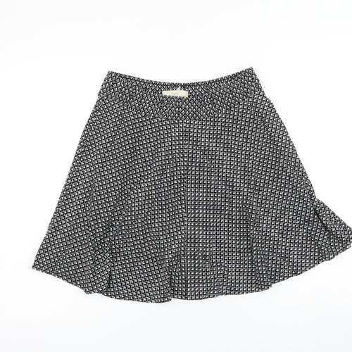 LOFT Womens Black Geometric Rayon Skater Skirt Size XS