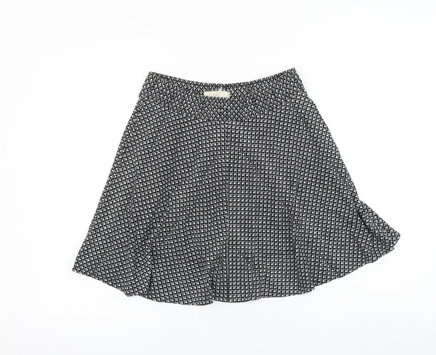 LOFT Womens Black Geometric Rayon Skater Skirt Size XS