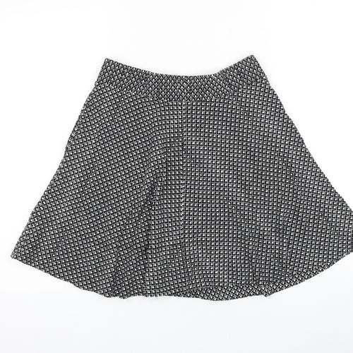 LOFT Womens Black Geometric Rayon Skater Skirt Size XS