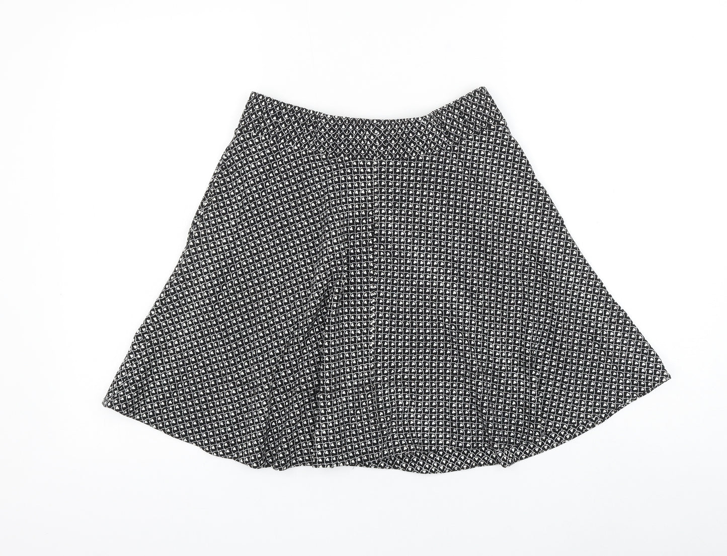LOFT Womens Black Geometric Rayon Skater Skirt Size XS