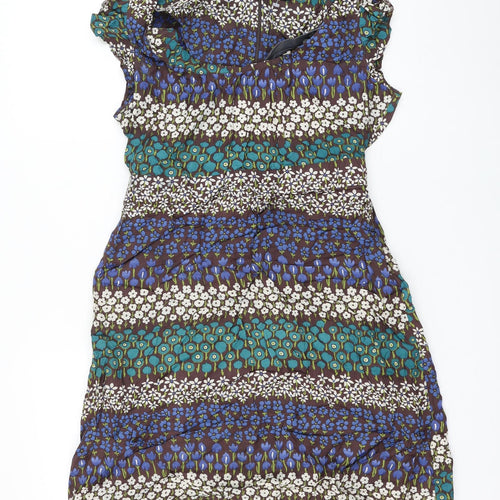 Topshop Womens Multicoloured Geometric Viscose Shift Size 14 Scoop Neck Zip