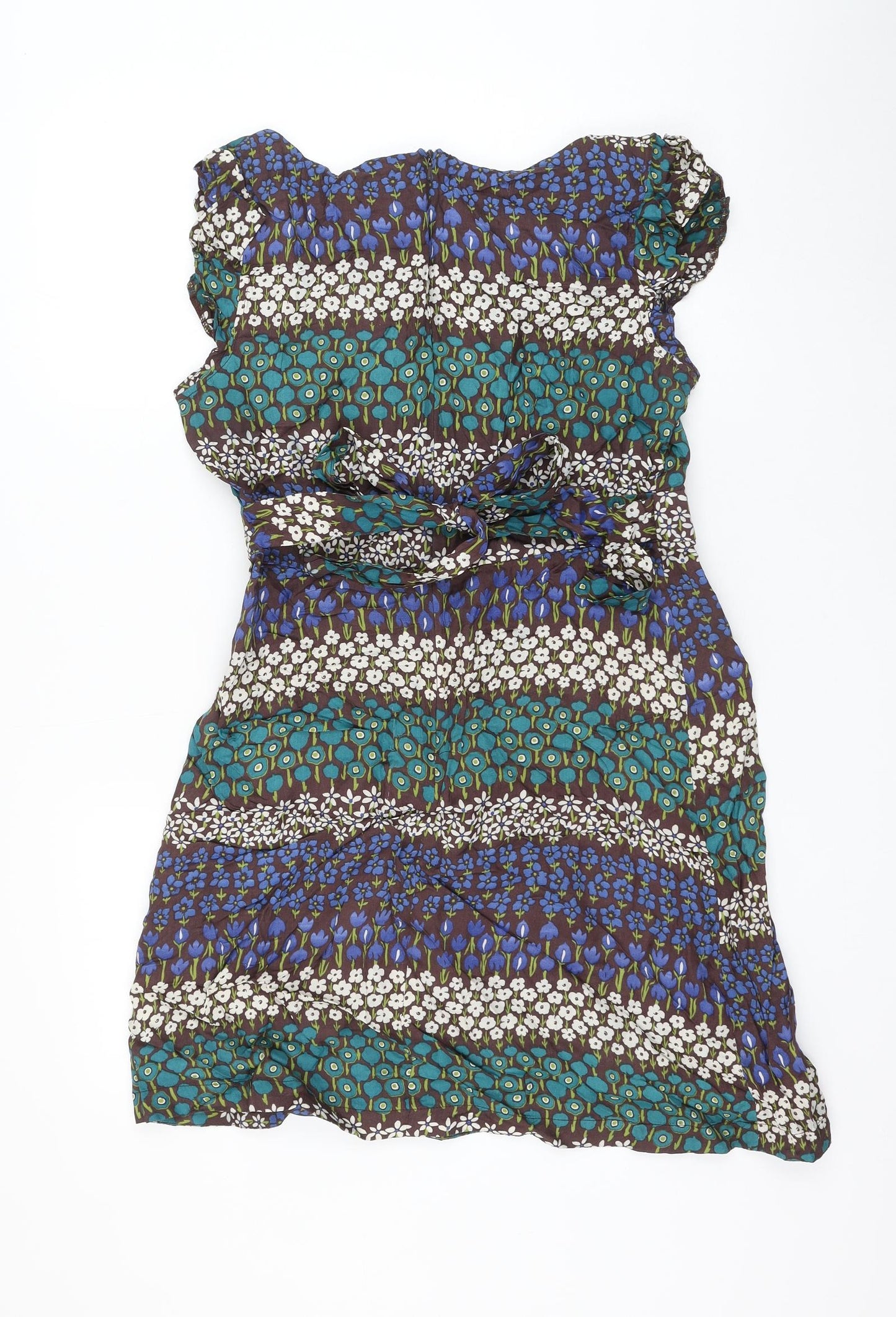 Topshop Womens Multicoloured Geometric Viscose Shift Size 14 Scoop Neck Zip