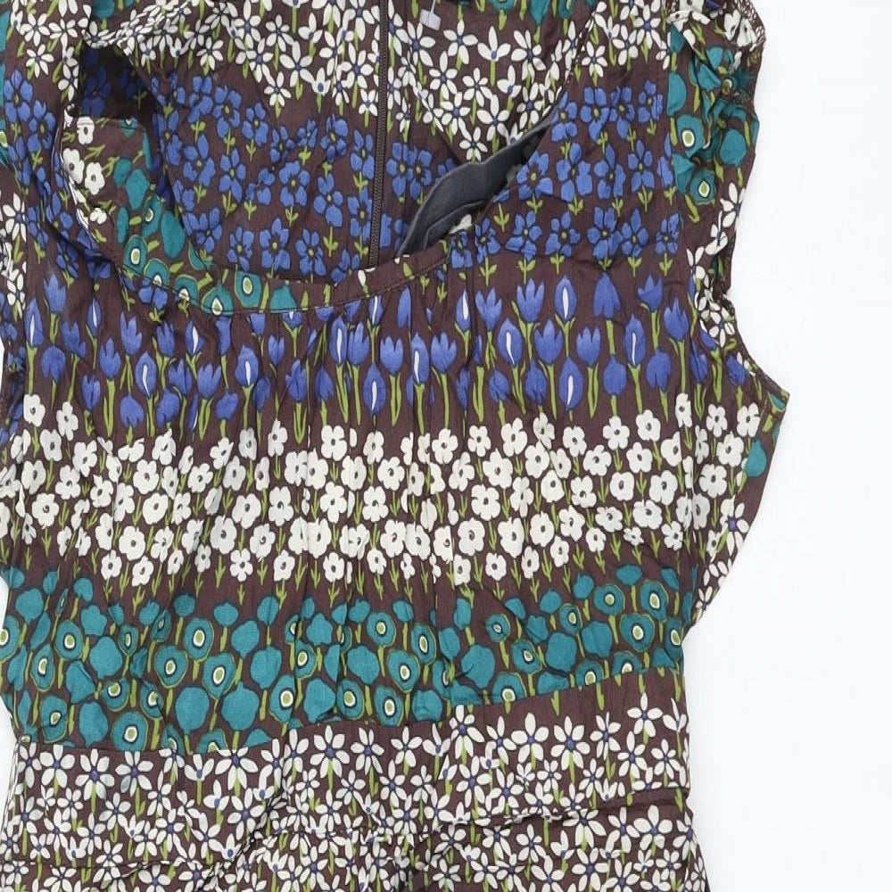 Topshop Womens Multicoloured Geometric Viscose Shift Size 14 Scoop Neck Zip