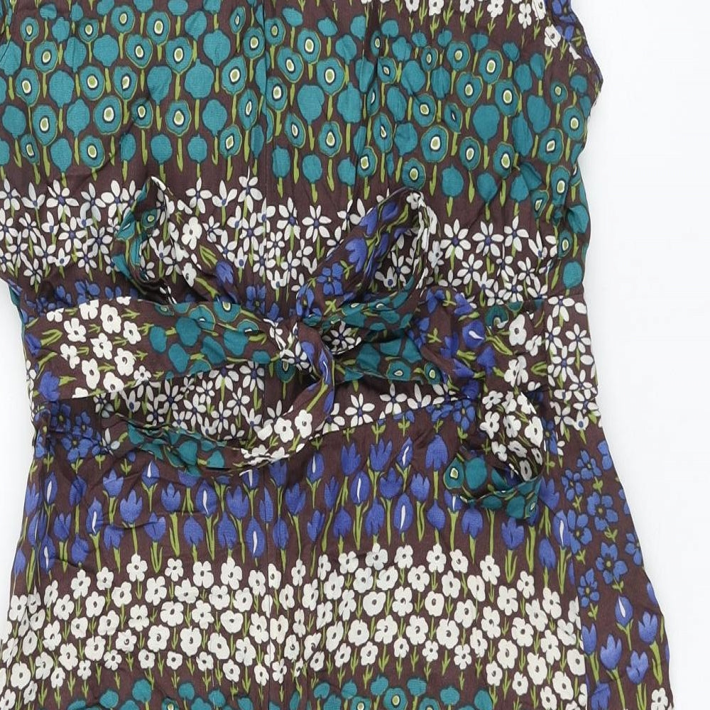 Topshop Womens Multicoloured Geometric Viscose Shift Size 14 Scoop Neck Zip