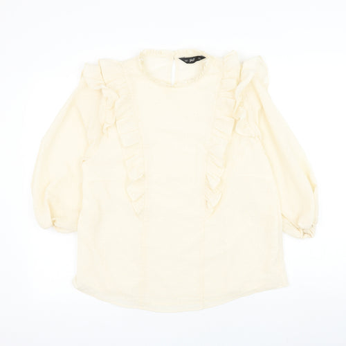 F&F Womens Ivory Polyester Basic Blouse Size 10 Round Neck