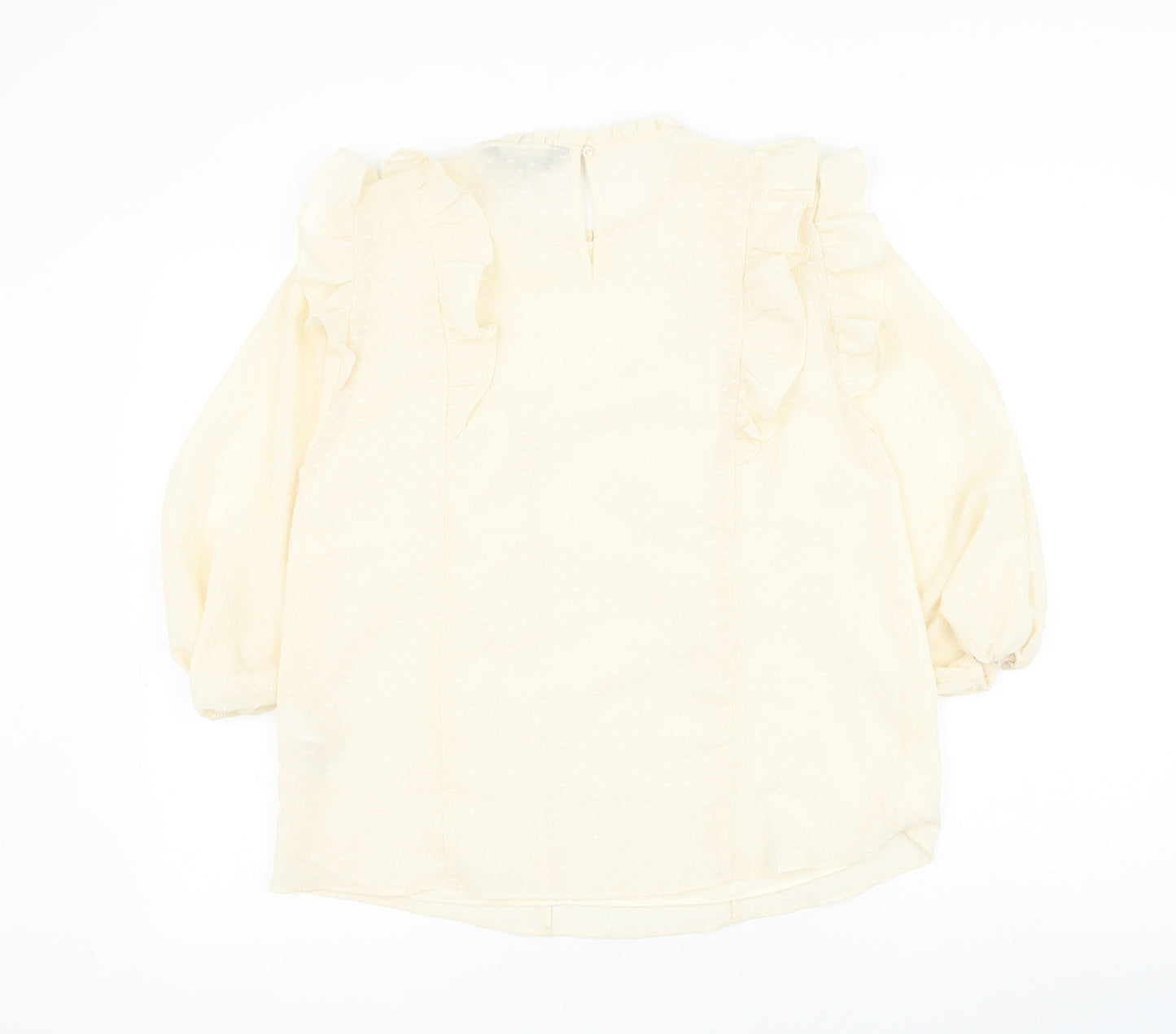 F&F Womens Ivory Polyester Basic Blouse Size 10 Round Neck