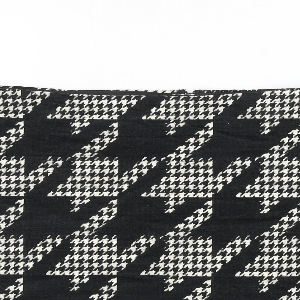 Marks and Spencer Womens Black Geometric Cotton A-Line Skirt Size 18 Zip