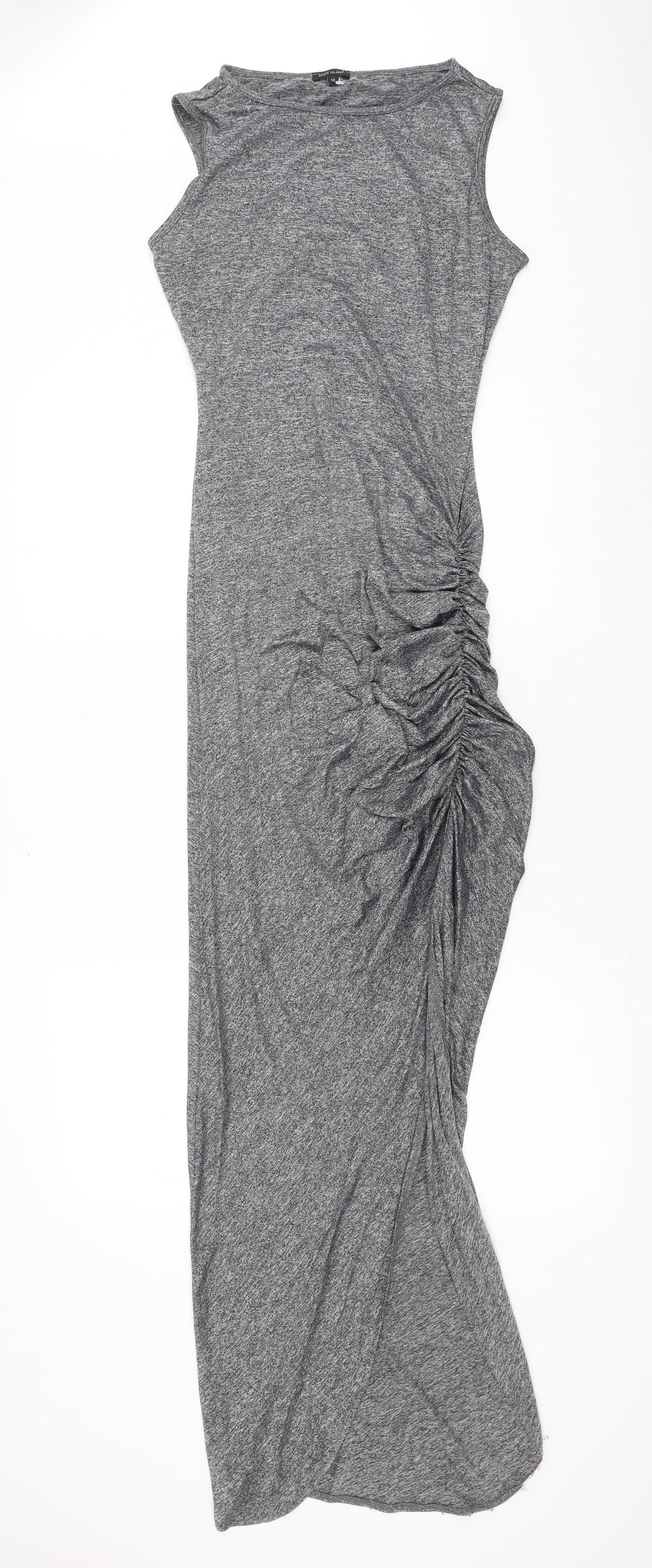 riveris Womens Grey Polyester Tank Dress Size 10 Round Neck Pullover - Ruched