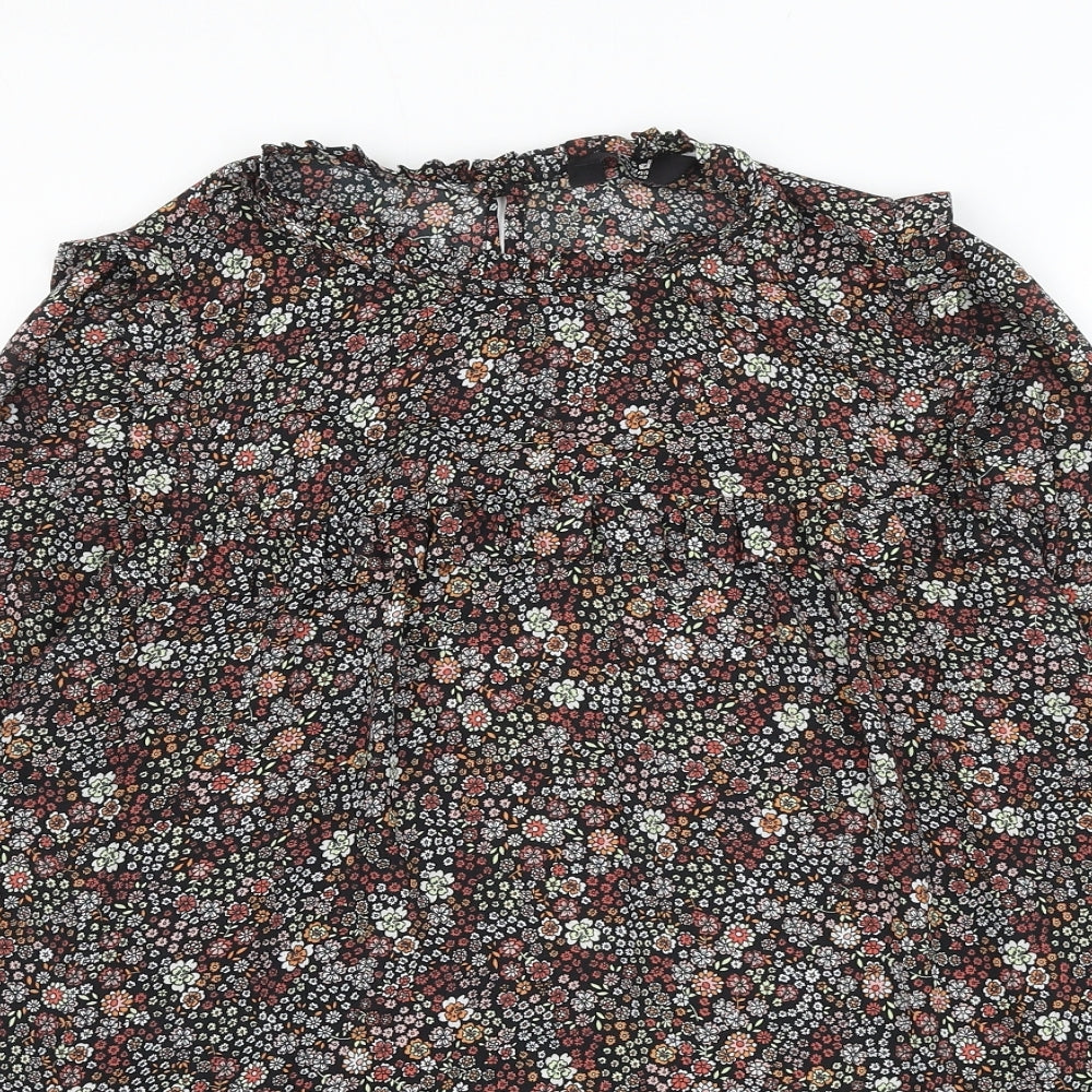 K & D London Womens Multicoloured Floral Polyester Basic Blouse Size 14 Round Neck