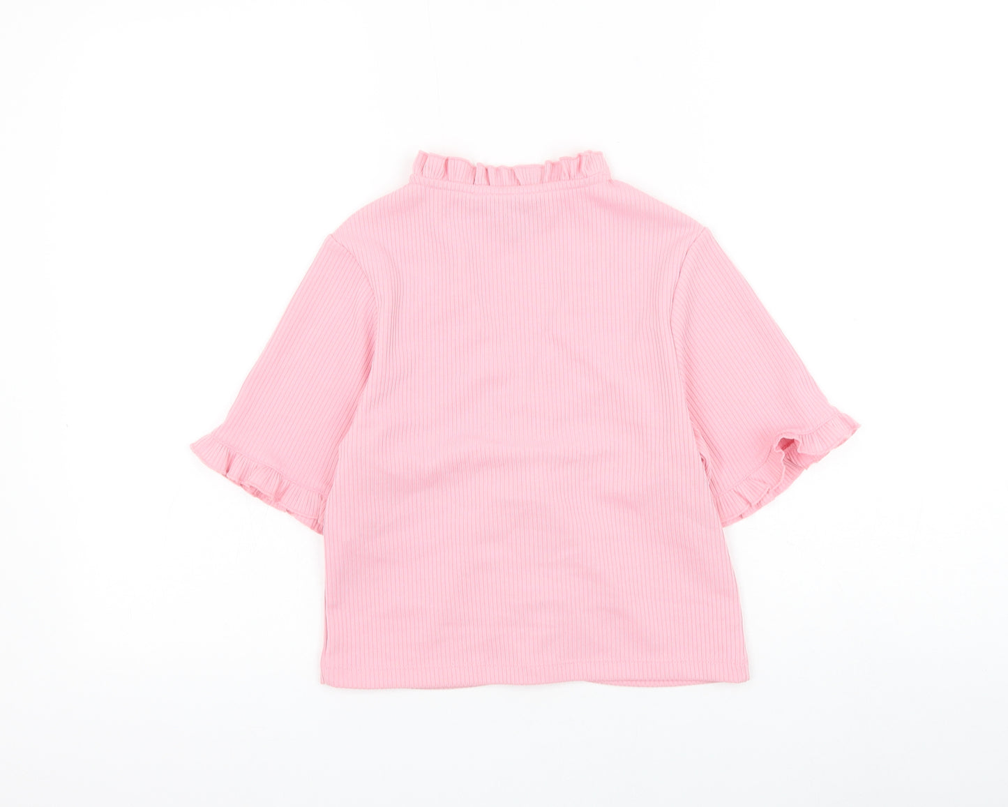 Reclaimed Vintage Womens Pink Polyester Basic Blouse Size XS V-Neck - Lettuce Hem