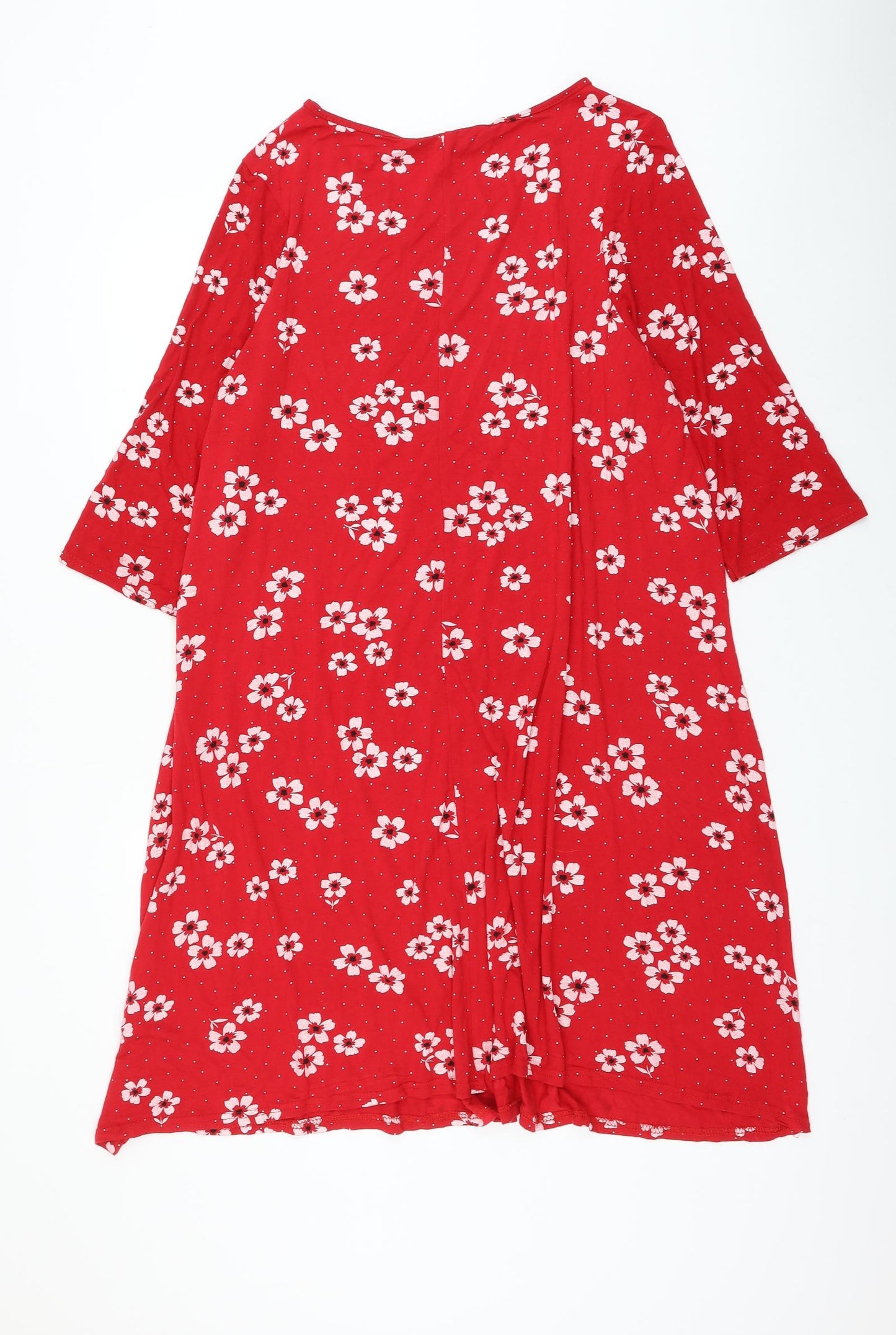 Yours Womens Red Floral Viscose Shift Size 22 Roll Neck Pullover