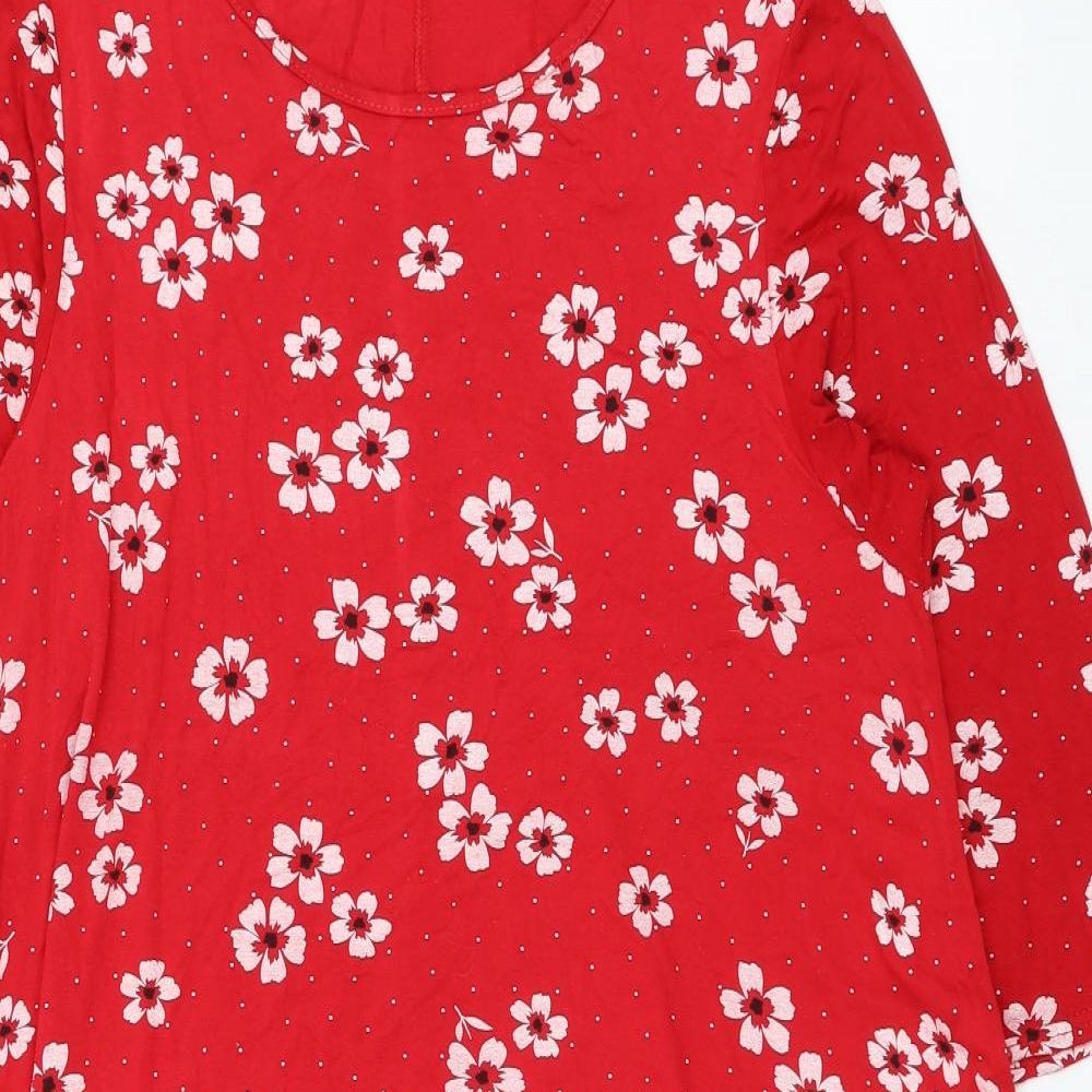 Yours Womens Red Floral Viscose Shift Size 22 Roll Neck Pullover