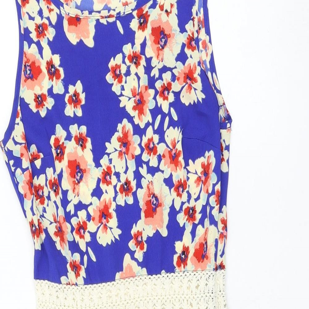 Atmosphere Womens Blue Floral Polyester Skater Dress Size 6 Round Neck Pullover