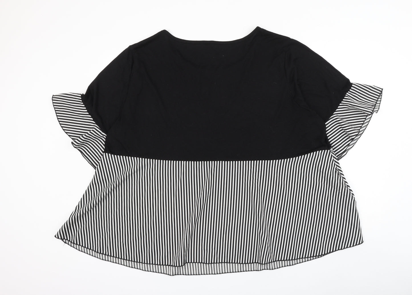 SheIn Womens Black Striped Polyester Basic Blouse Size 4XL Boat Neck