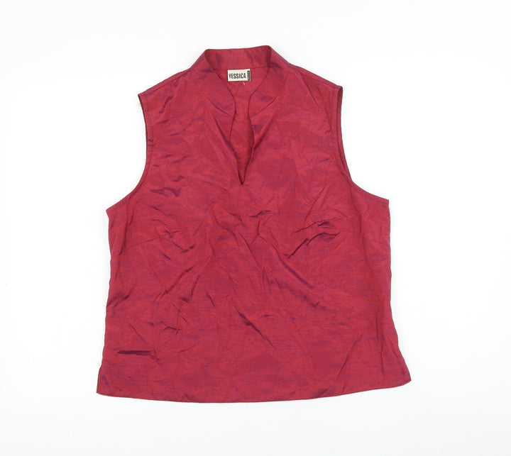 Yessica Womens Pink Viscose Basic Blouse Size 16 V-Neck