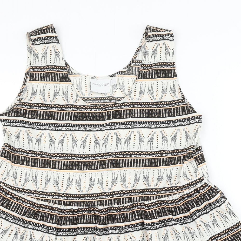 ASOS Womens Multicoloured Geometric Polyester Basic Tank Size 10 Round Neck - Giraffe