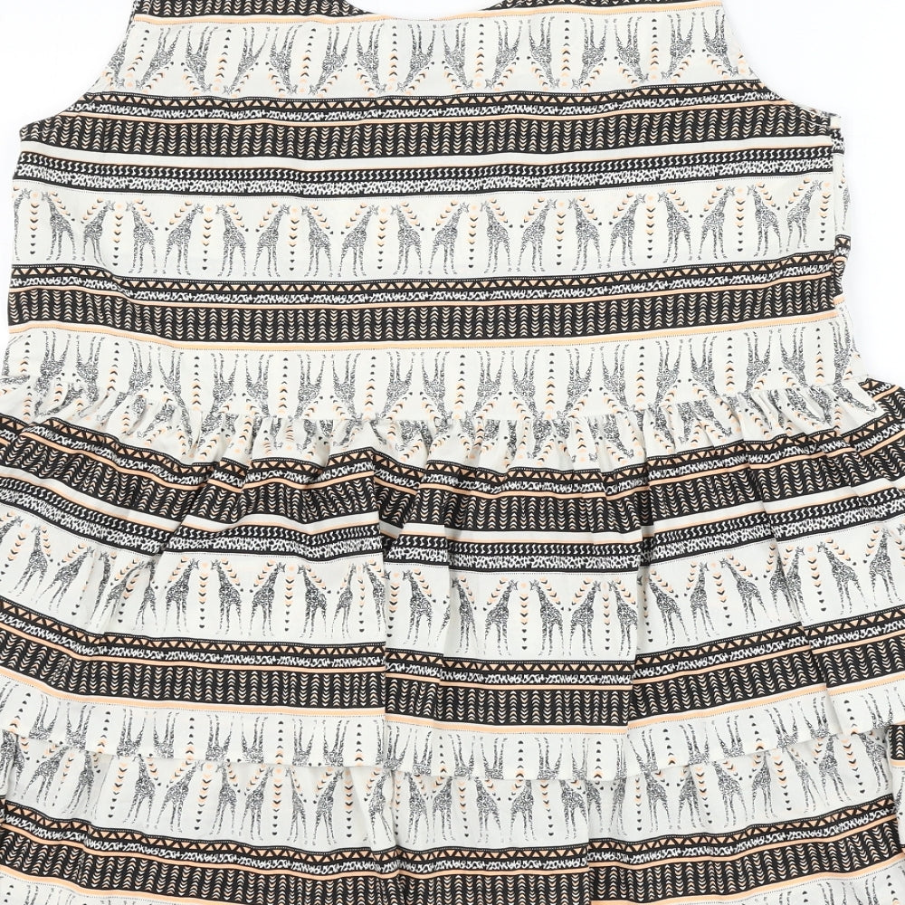 ASOS Womens Multicoloured Geometric Polyester Basic Tank Size 10 Round Neck - Giraffe