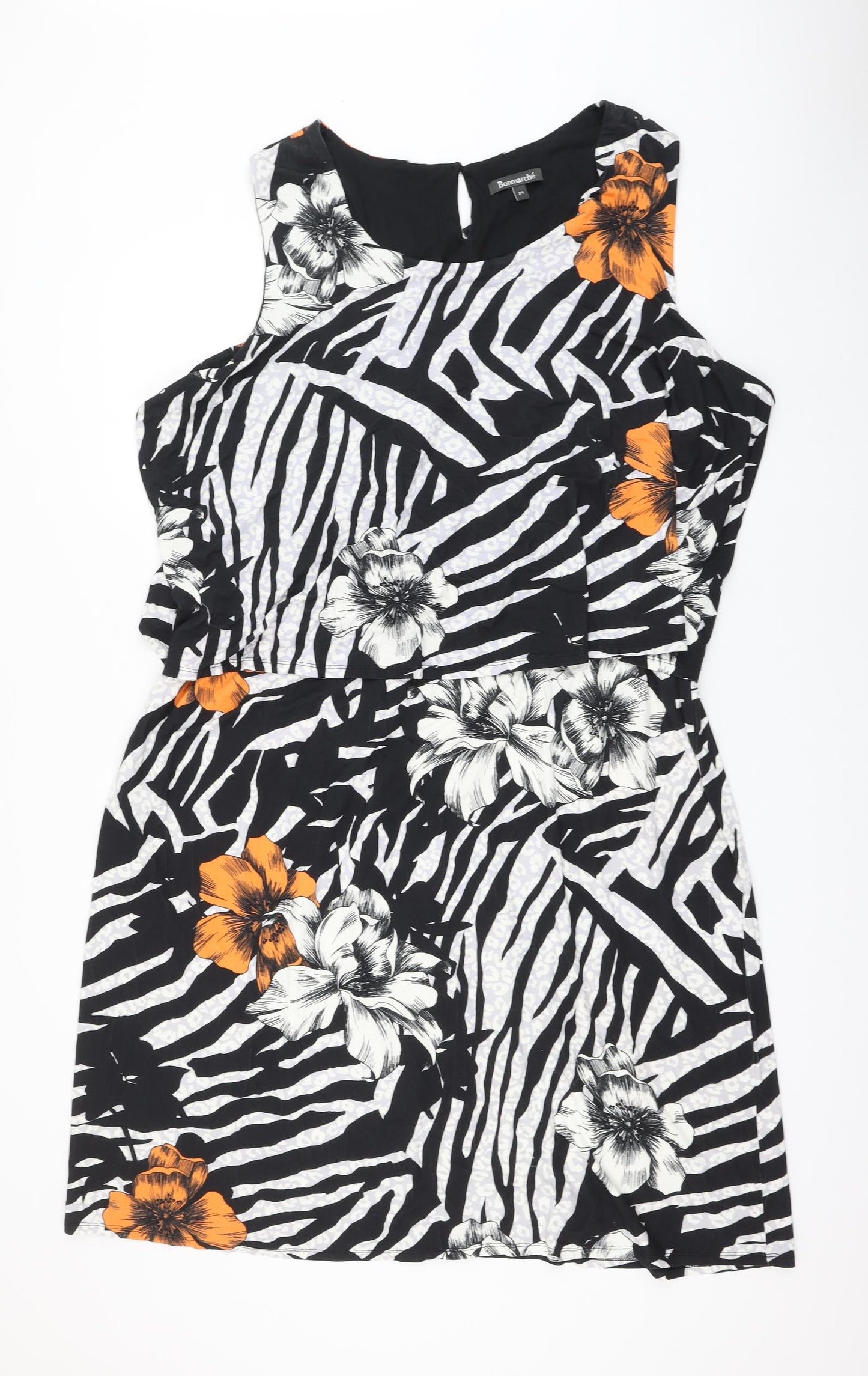 Bonmarché Womens Multicoloured Animal Print Viscose Shift Size 24 Scoop Neck Pullover - Floral Leopard Print