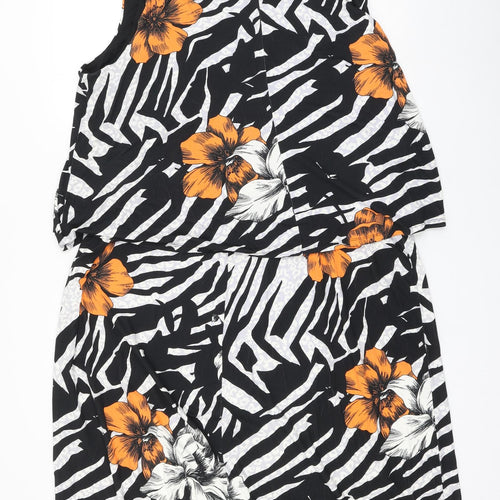 Bonmarché Womens Multicoloured Animal Print Viscose Shift Size 24 Scoop Neck Pullover - Floral Leopard Print