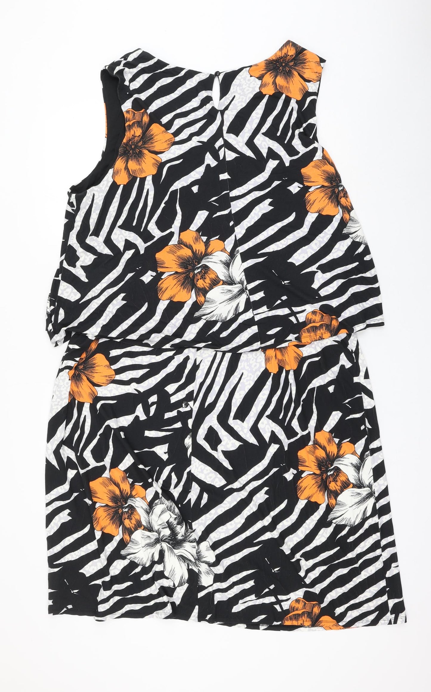 Bonmarché Womens Multicoloured Animal Print Viscose Shift Size 24 Scoop Neck Pullover - Floral Leopard Print