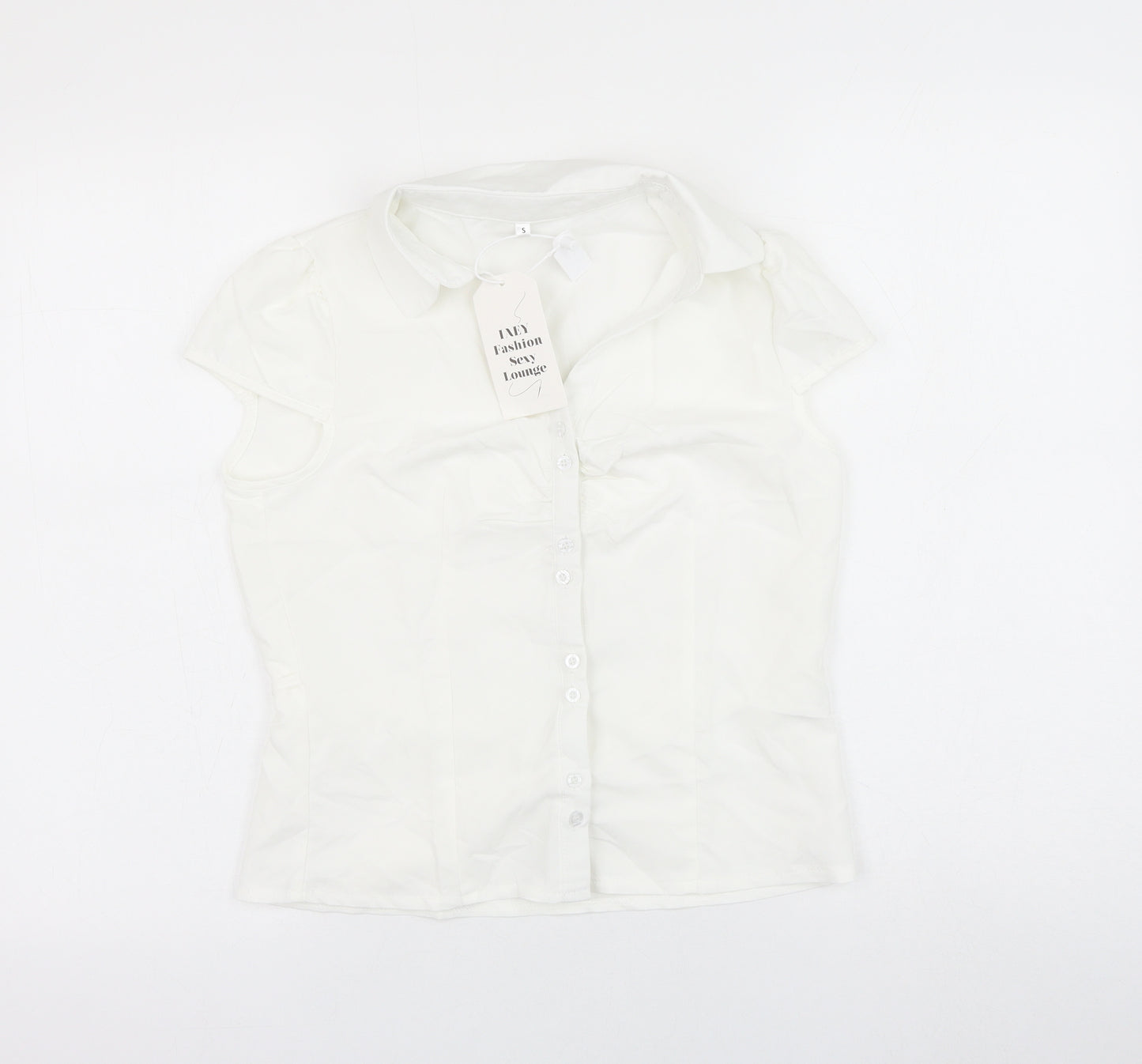 Iaey Fashion Womens White Cotton Basic Button-Up Size S Collared