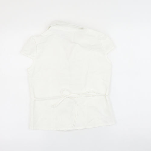 Iaey Fashion Womens White Cotton Basic Button-Up Size S Collared