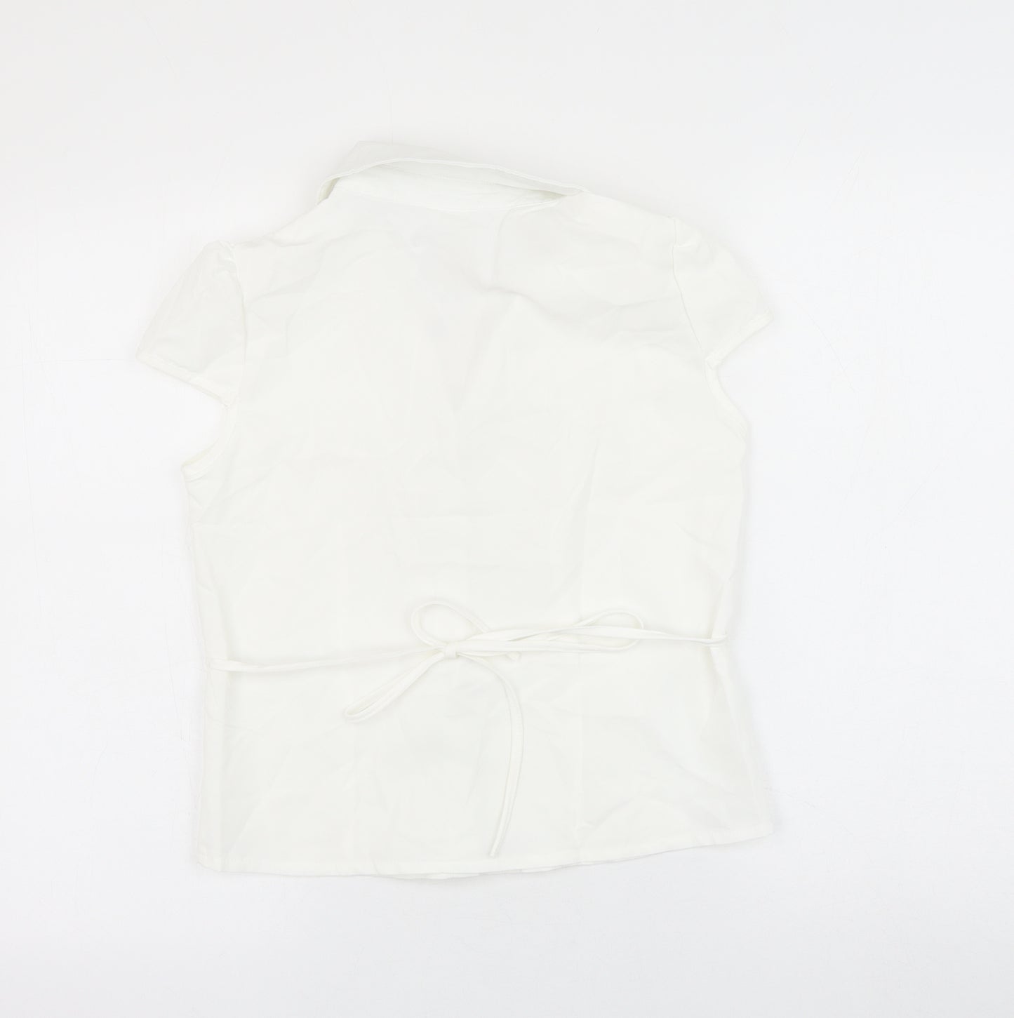 Iaey Fashion Womens White Cotton Basic Button-Up Size S Collared