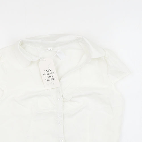 Iaey Fashion Womens White Cotton Basic Button-Up Size S Collared