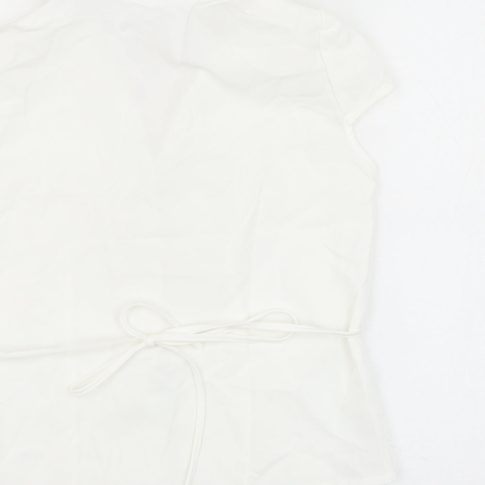 Iaey Fashion Womens White Cotton Basic Button-Up Size S Collared