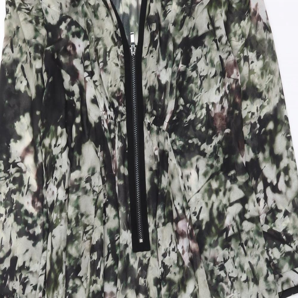 Mint Velvet Womens Green Geometric Polyester A-Line Size 8 V-Neck Pullover