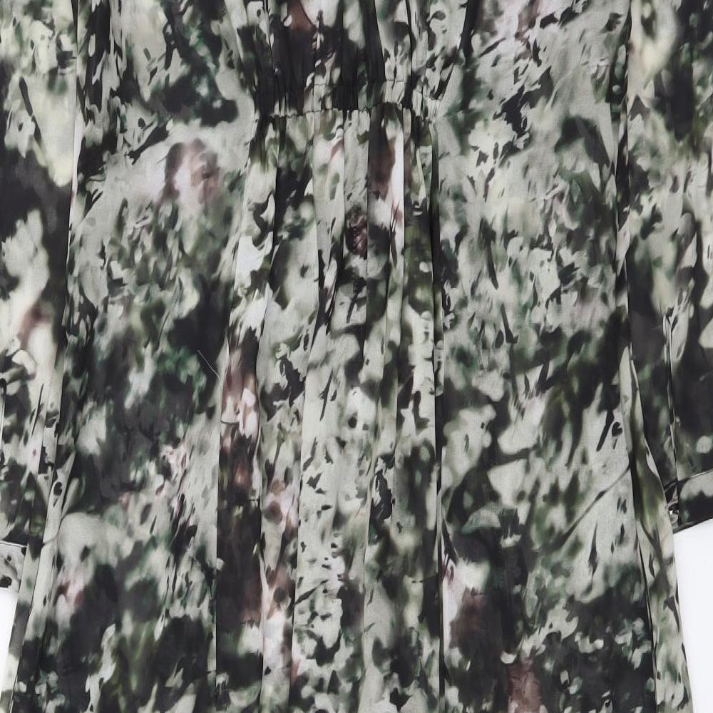 Mint Velvet Womens Green Geometric Polyester A-Line Size 8 V-Neck Pullover