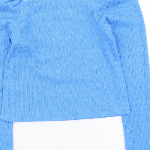 H&M Womens Blue Polyester Basic Blouse Size S Square Neck