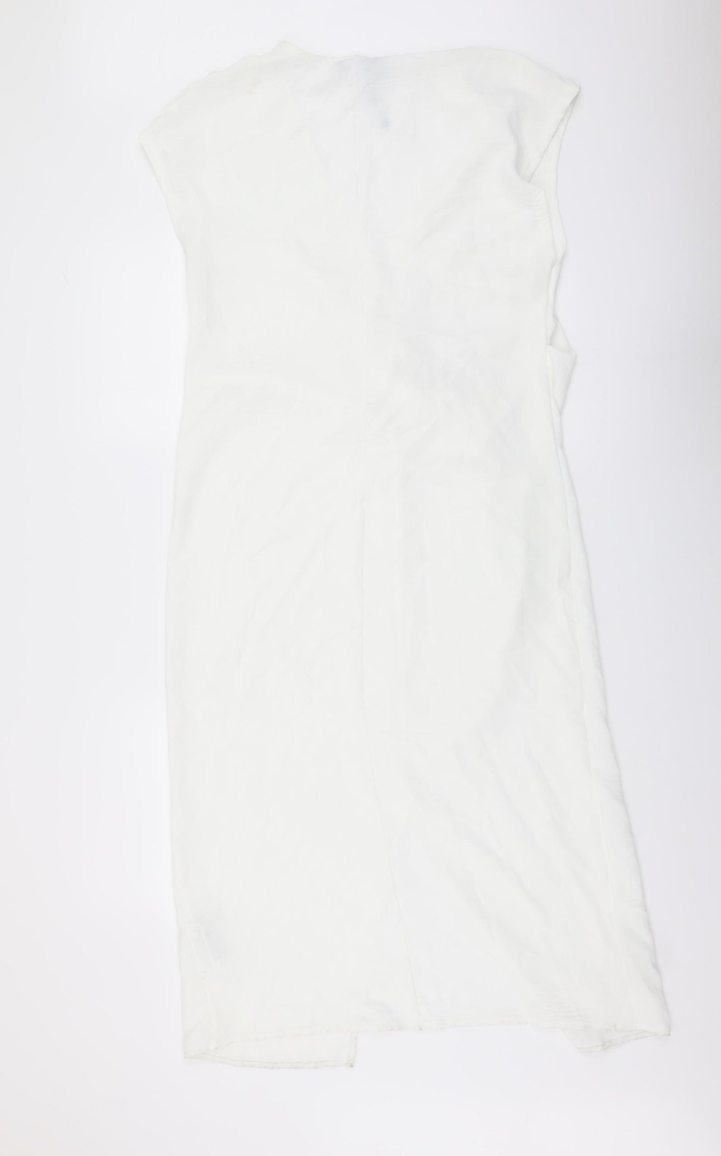 Zara Womens Ivory Polyester Tank Dress Size M V-Neck Pullover - Knot Front