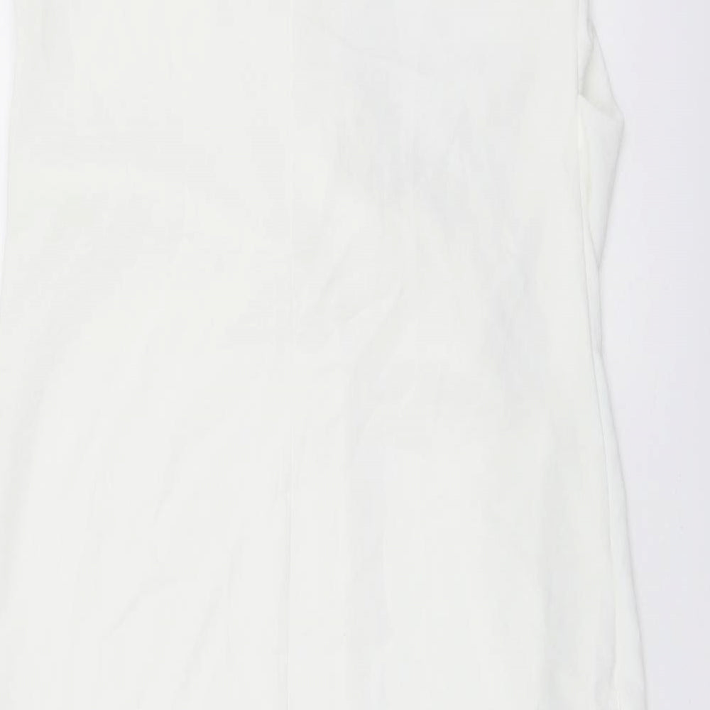 Zara Womens Ivory Polyester Tank Dress Size M V-Neck Pullover - Knot Front