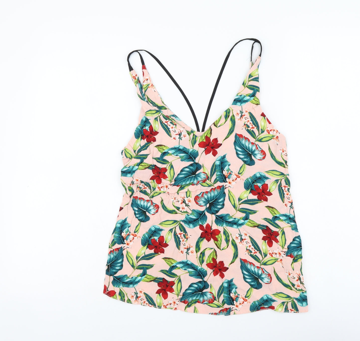 Topshop Womens Multicoloured Floral Viscose Basic Tank Size 6 V-Neck