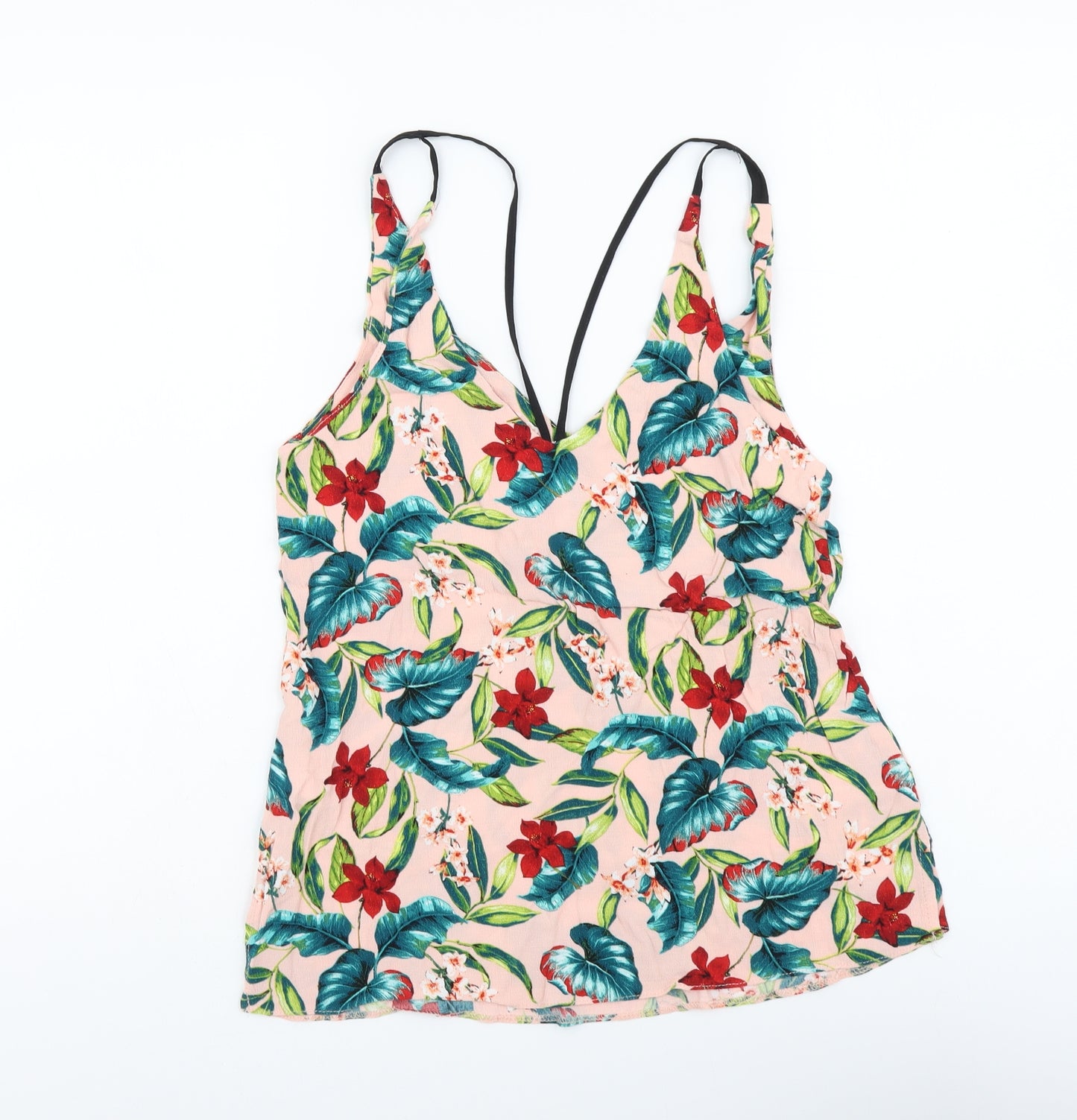 Topshop Womens Multicoloured Floral Viscose Basic Tank Size 6 V-Neck