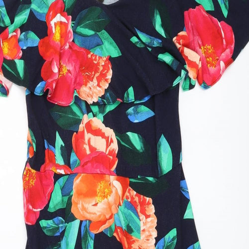 Roman Womens Multicoloured Floral Viscose A-Line Size 10 Sweetheart Pullover - Cold Shoulder