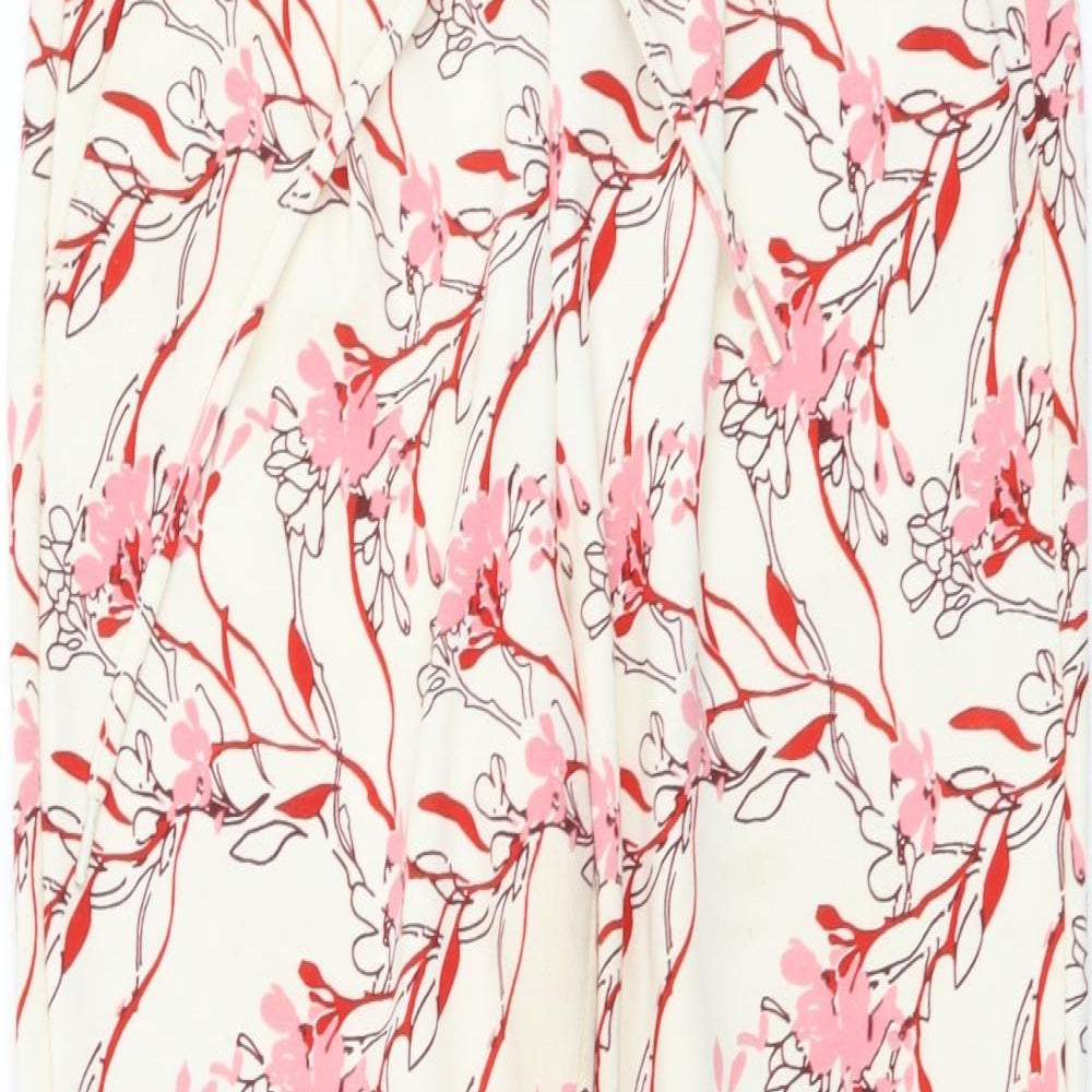 ICHI Womens Multicoloured Floral Polyester Trousers Size S L25 in Regular Drawstring