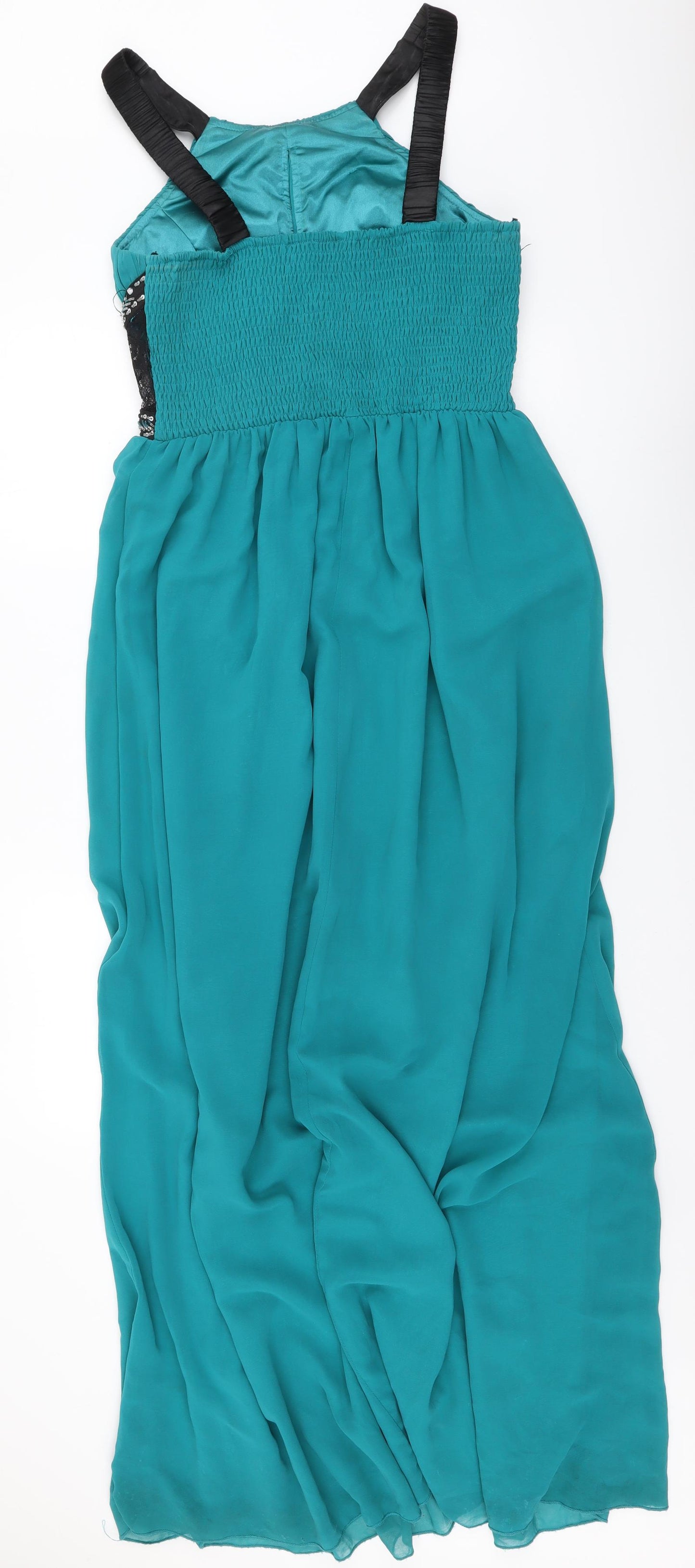 Little Mistress Womens Green Polyester Ball Gown Size 14 Round Neck Pullover