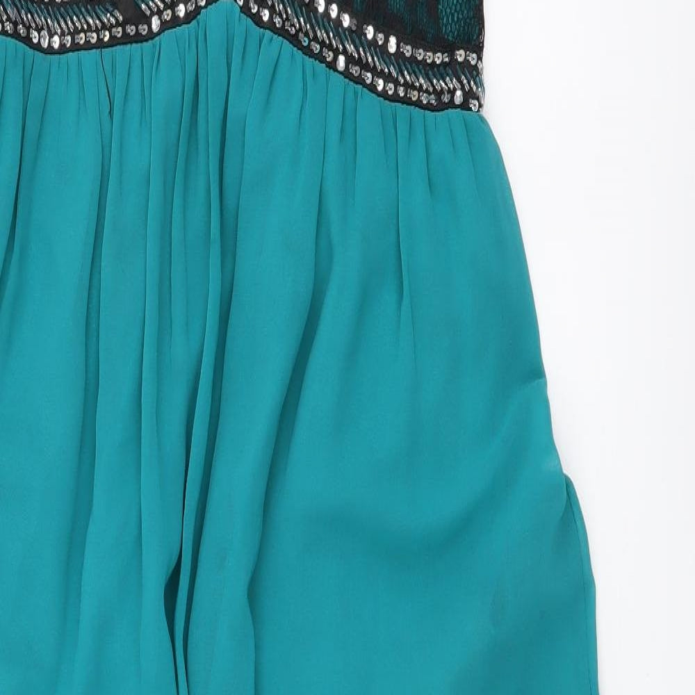 Little Mistress Womens Green Polyester Ball Gown Size 14 Round Neck Pullover