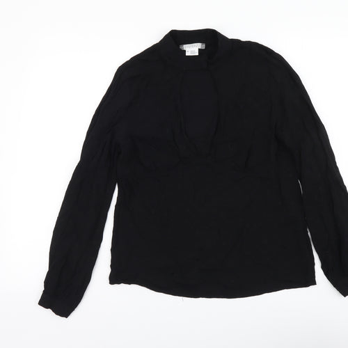 Cooperative Womens Black Polyester Basic Blouse Size M Mock Neck